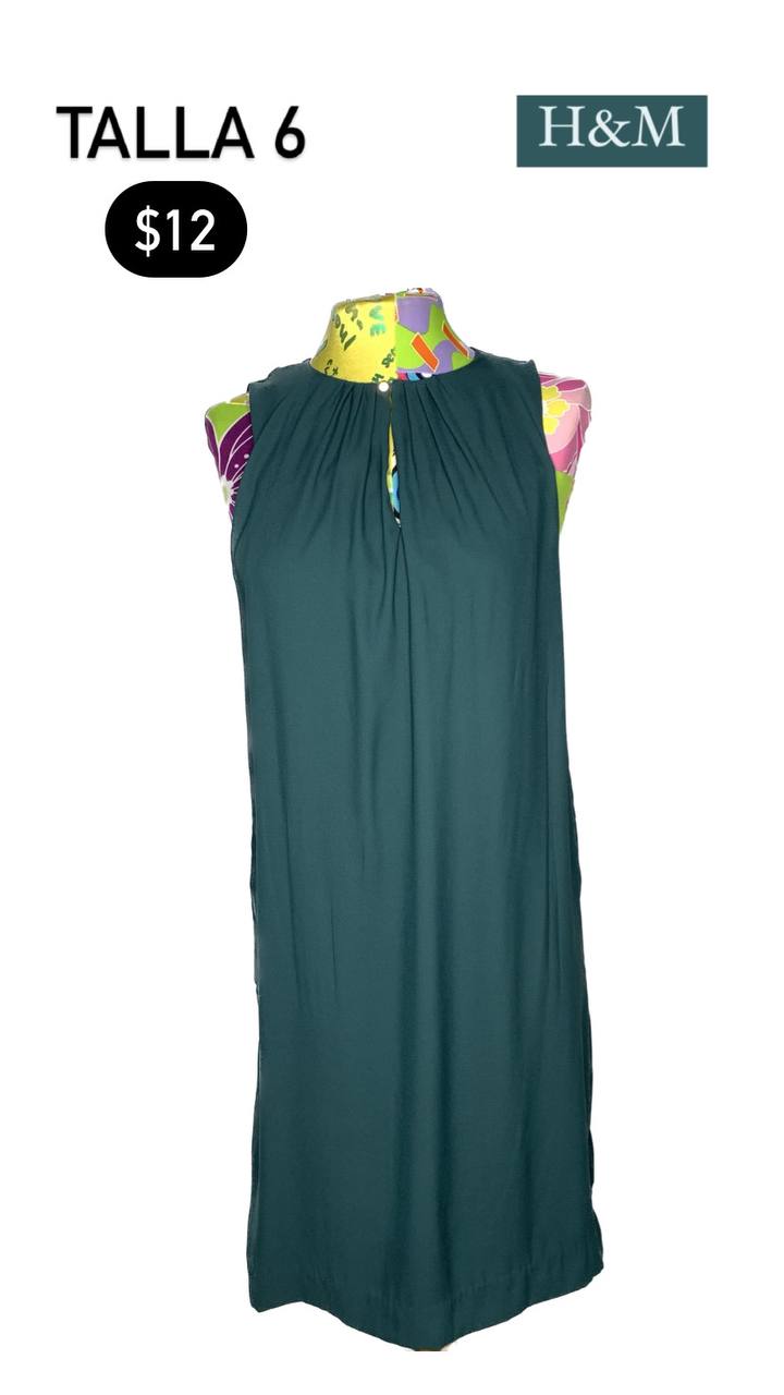 Vestido Verde sin Mangas H&M Talla 6