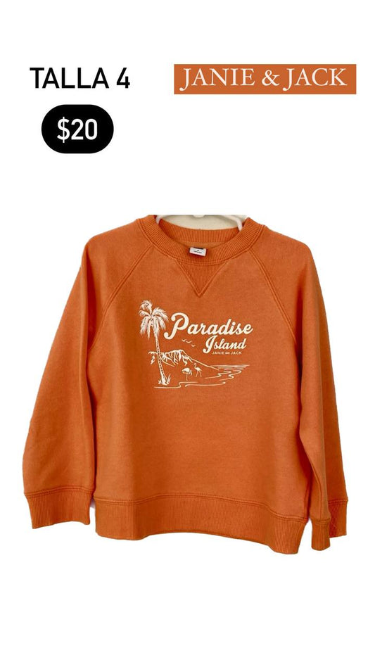 Sweater Naranja con Estampado de Paisaje Blanco JANIE & JACK Talla 4