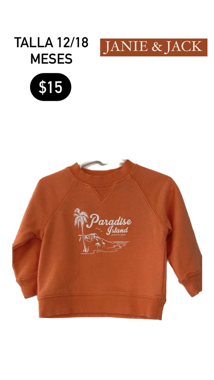 Sweater Naranja con Estampado de Paisaje Blanco JANIE & JACK Talla 12/18 Meses