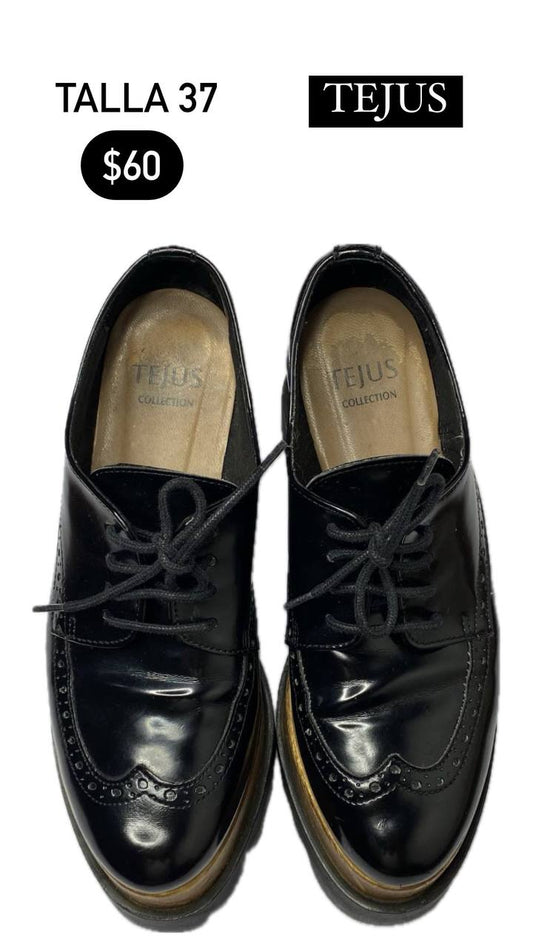 Zapatos de Plataforma Negro Patente TEJUS Talla 37