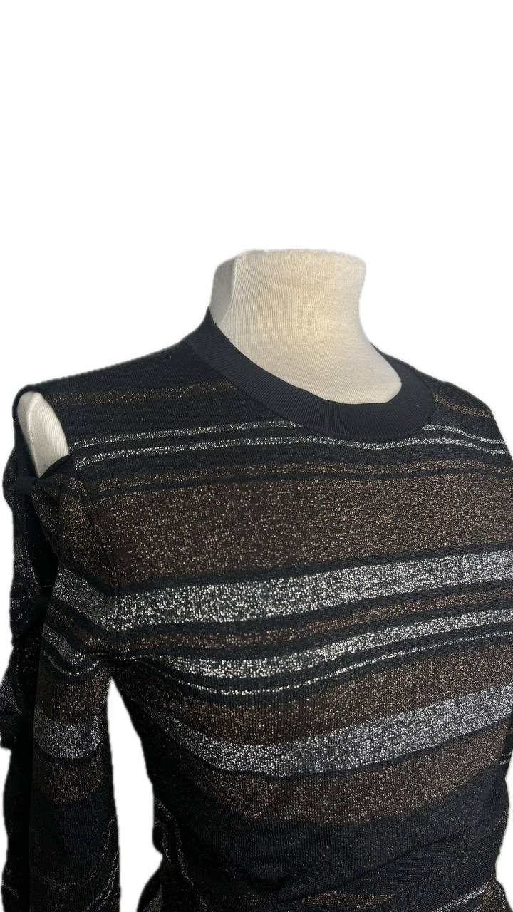 Sweater Negro con Rayas Plateadas TED BAKER Talla 0