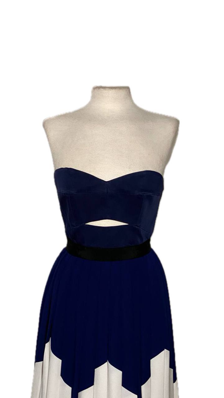 Vestido Azul Marino con Blanco y Negro SELF-PORTRAIT Talla 2