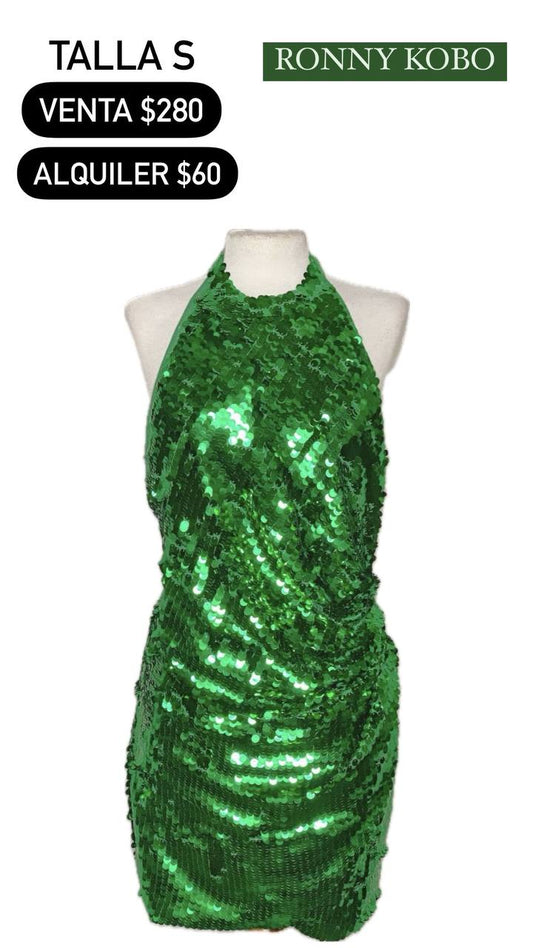 Vestido Verde de Lentejuelas RONNY KOBO Talla S