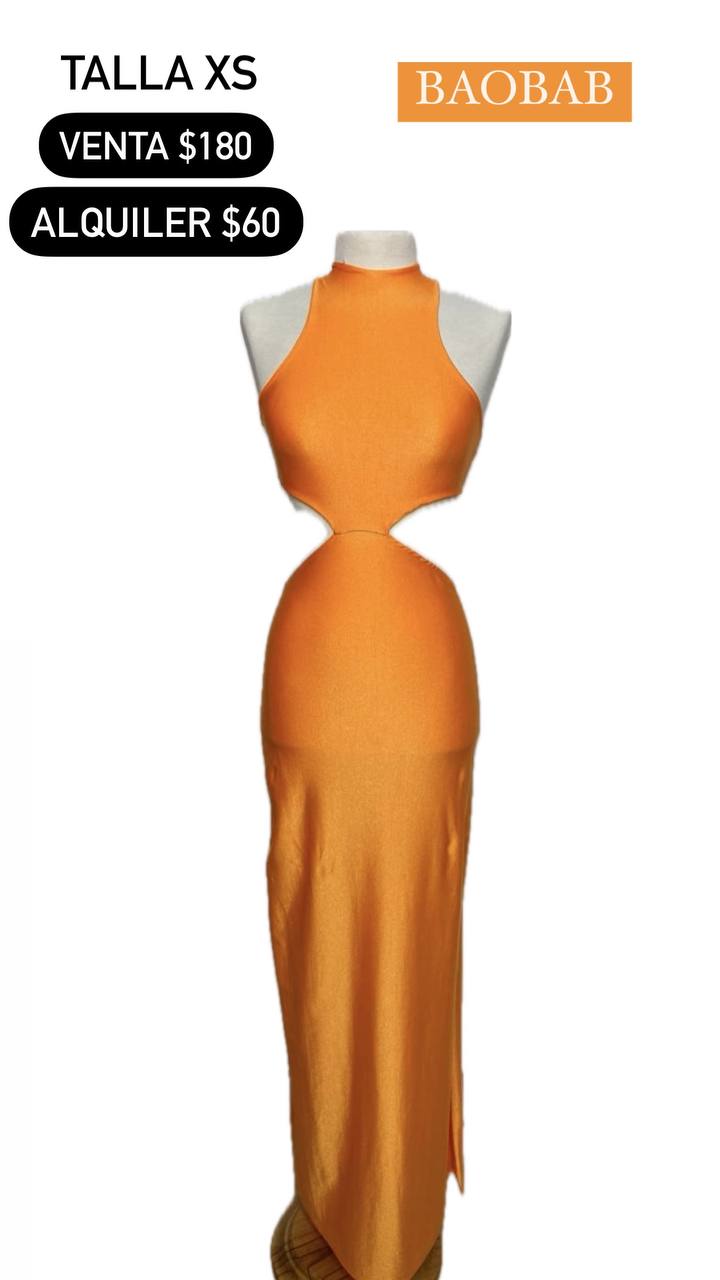 Vestido Naranja de Seda BAOBAB Talla XS