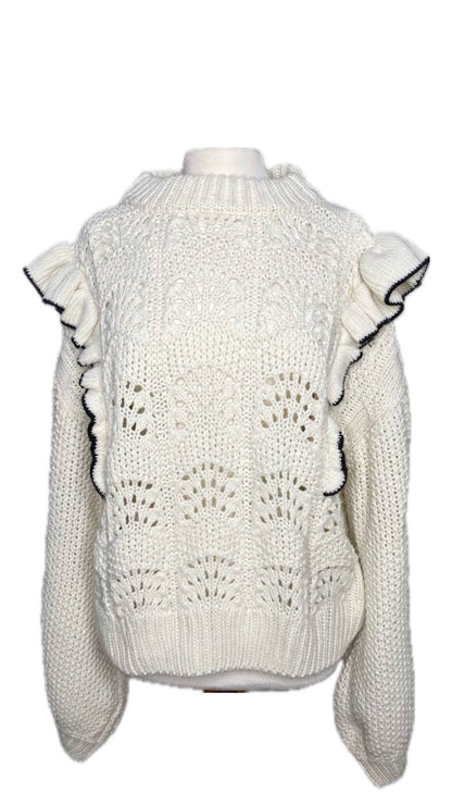 Sweater Tejido Crema con Volados EN SAISON Talla S