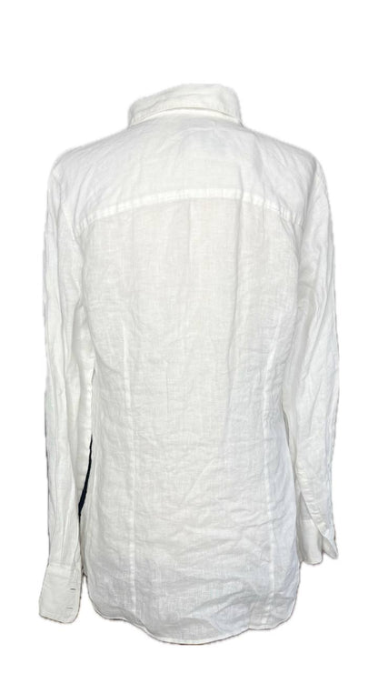 Camisa Manga Larga Blanca De Lino Con Botones J.CREW Talla 4