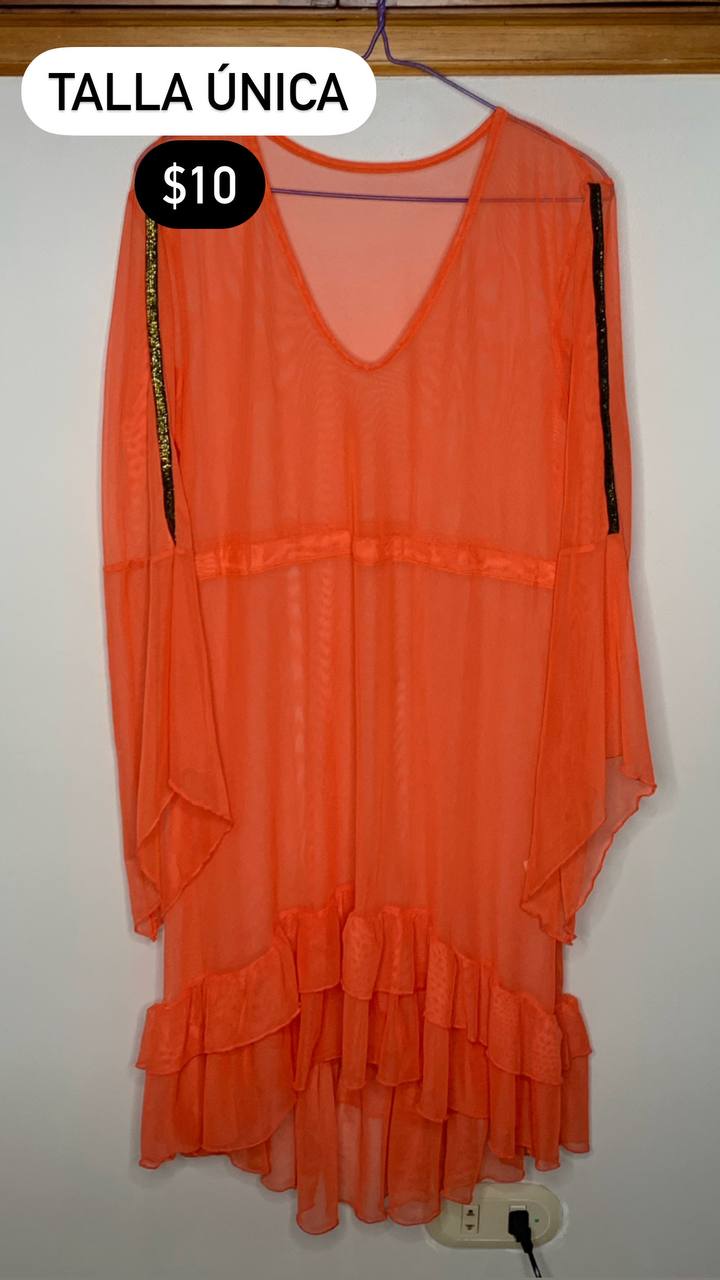 Vestido de Playa Naranja Talla Única
