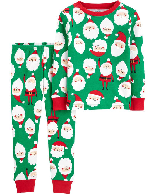 2-Piece Christmas Santa Snug Fit Cotton PJs